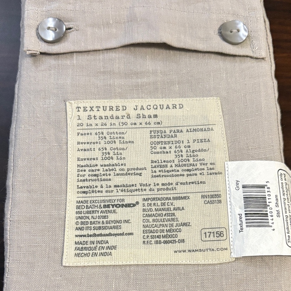1 Wamsutta Vintage Textured Jacquard Sham Standard Natural Fabric Cotton Linen - Picture 2 of 4